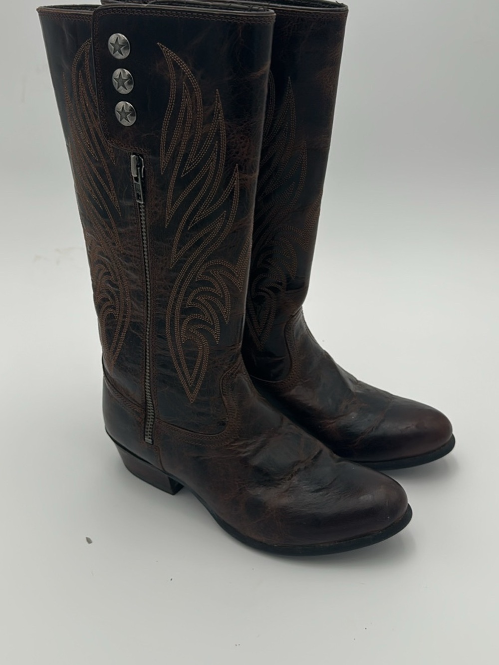 Ariat Brown Embroidered Leather Knee-High Western Boots